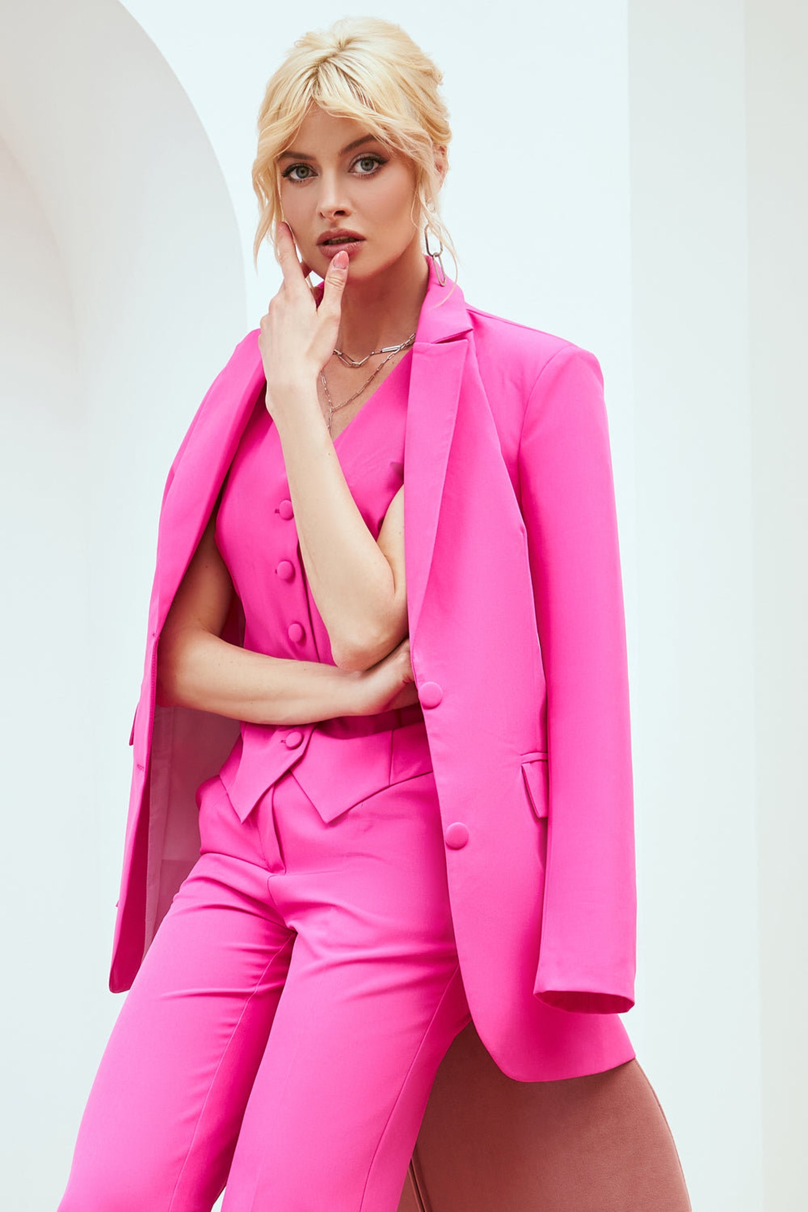 Pink 3 Piece Suits for Women Women's Suit Set Wedding Etsy