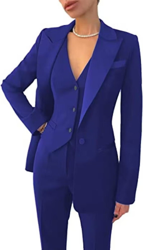 Royal Blue 3 Piece Wedding Suits Set Women Suit Set Women Tuxedo Suits  Blazer and Suits Bridal Lesbian Wedding Pant Suit Plus Size Suit -   Israel