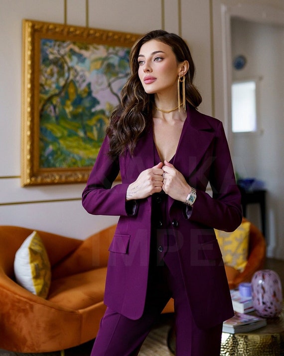 Purple 3 Piece Women Suits Set Formal Wear Bridesmaid Lesbian Wedding Suit  Jacket Women's Clothing -  Canada