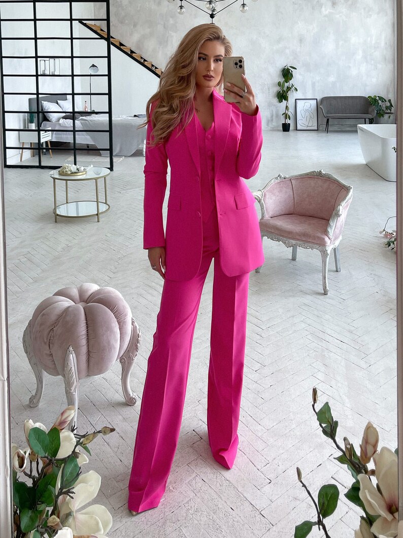 Pink 3 Piece Suits for Women Women's Suit Set Wedding - Etsy