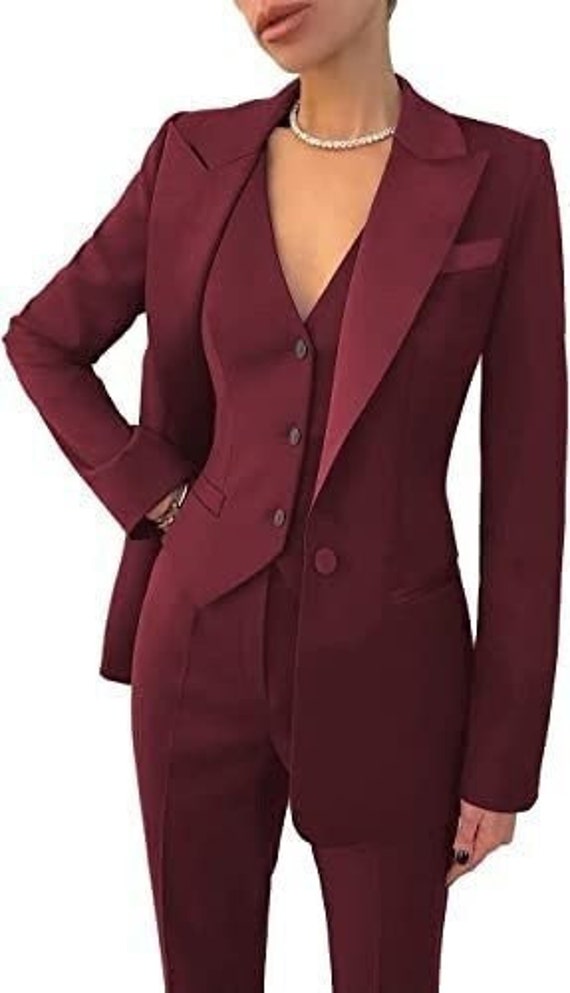 Three-piece Suit, Womens Suit, Pants Blazer Top, Womens Suit Set