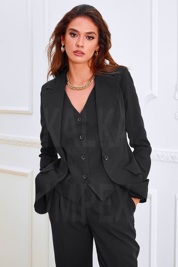 Pant Suit for Women 3 Pieces Suits Sets Slim Fit Blazer Vest Pant Set,  Black, One Size : : Clothing, Shoes & Accessories