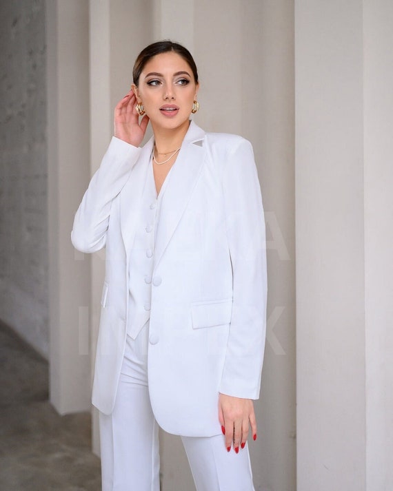 White Formal Women Suit, Wedding Guest Suit, Prom Suit, Blazer Trousers Suit,  Suit -  Norway