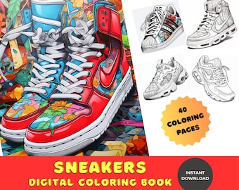 Sneakers Malbuch Druckbare Download Erwachsene Kinder