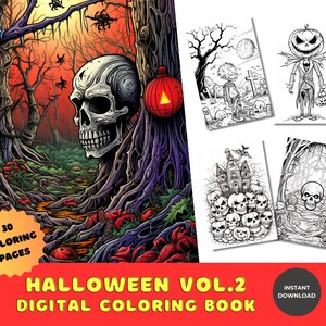 Scary and Spooky 30 page Halloween Vol. 2 Coloring Book | Printable Download | Adults & Children | Instant Download | Printable PDF