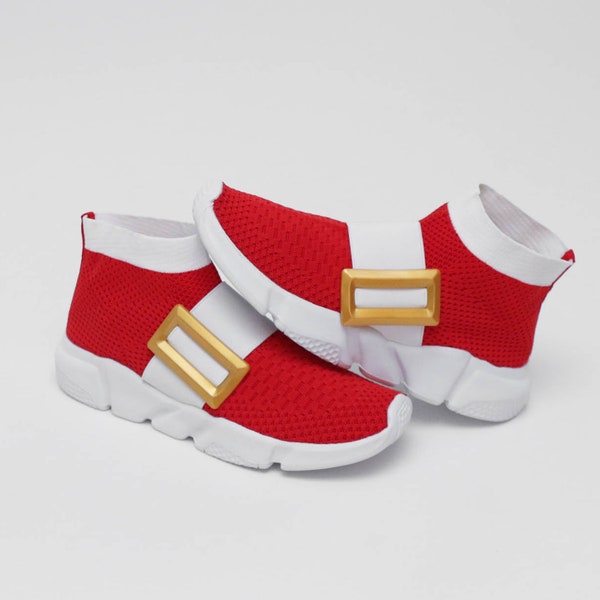 Adult Sonic Power Sneakers | Sonic Shoes with Gold Buckle Design | Fast Hedgehog Cosplay | Unisex Sonic Original Shoes