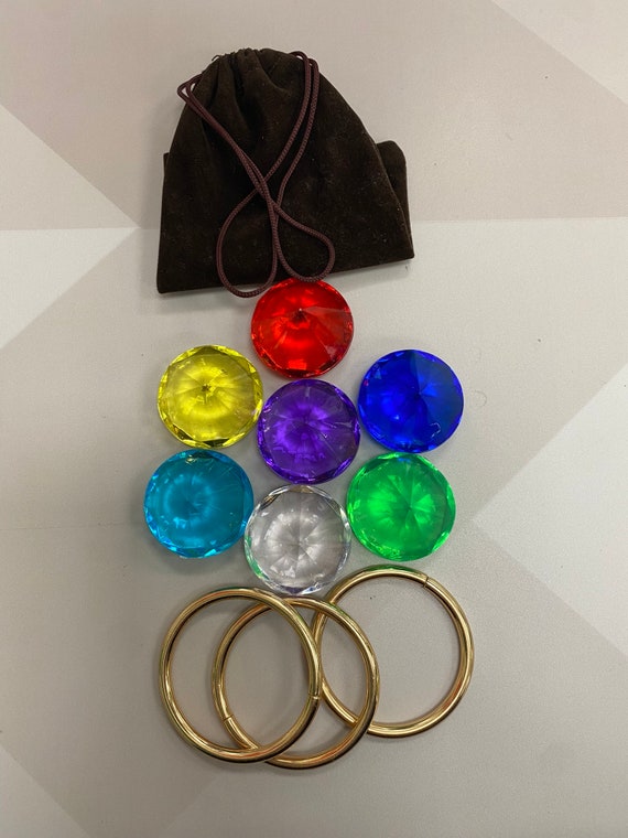 Sonic The Hedgehog 7 Chaos Emeralds And 5 Power Rings With A Bag