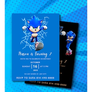 Sonic the Hedgehog Birthday Invitation | Sonic Editable Instant Download |  Kids Digital invite - Digital Sonic Invite - Editable in Canva