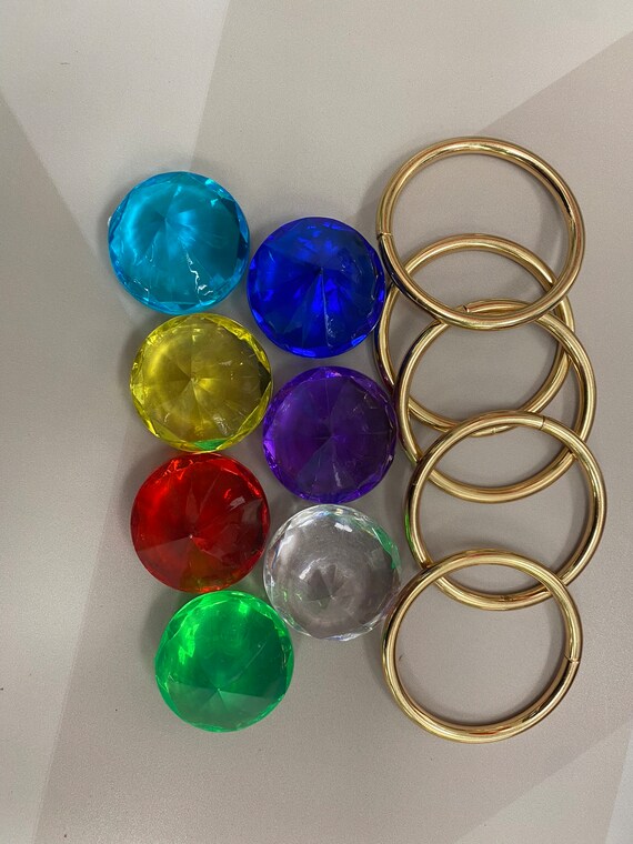 Sonic The Hedgehog 7 Chaos Emeralds And 5 Power Rings With A Bag