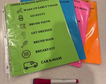 Editable Simple Morning & Evening Routine Chart for Kids | Printable Daily Schedule with Times | Visual Checklist for Toddlers, Kids