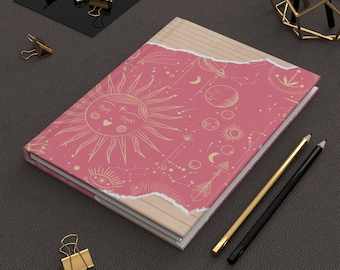 Pink Cosmic Journal |  Solar System Journal | Celestial Hardcover Journal | Lined Journal | Notebook | Hardcover