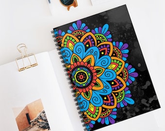 Mandala Spiral Notebook | Boho Journal | Mindfulness Notebook | Aesthetic Writing Journal | Meditation Gift | Softcover Notebook for Notes