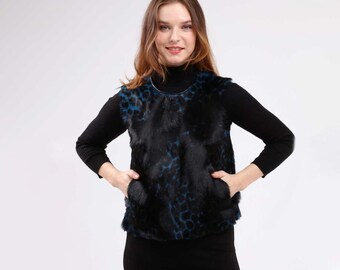 Turquoise Fur Vest - Etsy