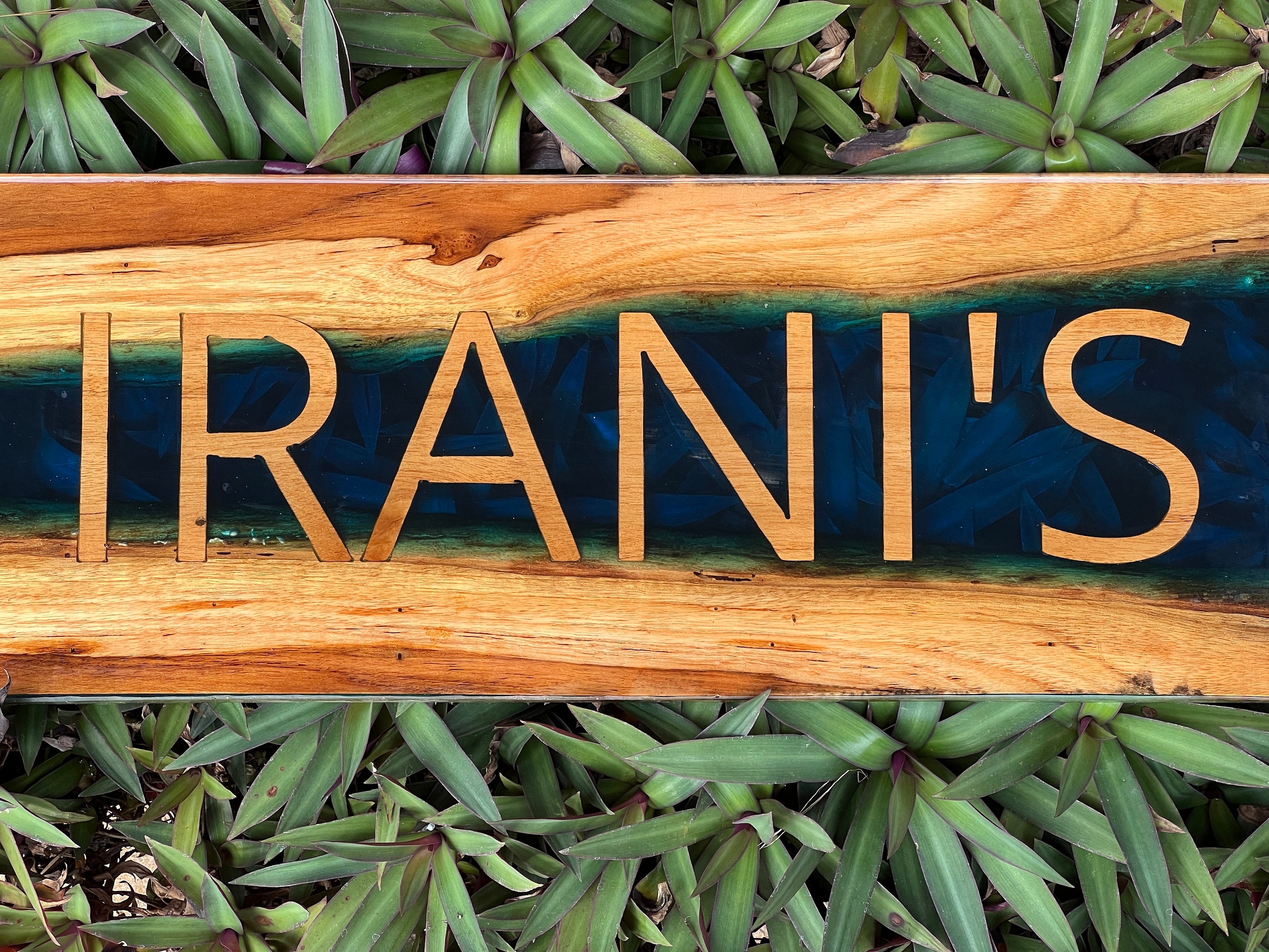 Custom Wood Inlay Name Sign: Family Home Decor
