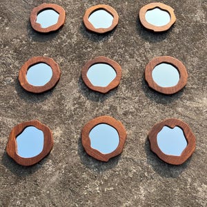 Live Edge Wooden Mirror – Rustic Round Wall Mirror Natural Wood Frame – Entryway Bedroom Decor