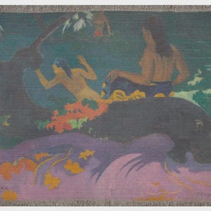 Fatata Te Miti Woven Blanket: Art Tapestry, Boho Sofa Decor (60x80 Inches)