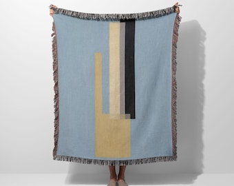 Modern Geometric Abstract Woven Throw Blanket – Minimalist Bauhaus Style Home Decor