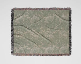 Manta tejida con flores de William Blake: tapiz de arte bohemio
