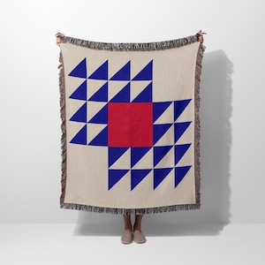 Red And Blue Triangle Woven Blanket