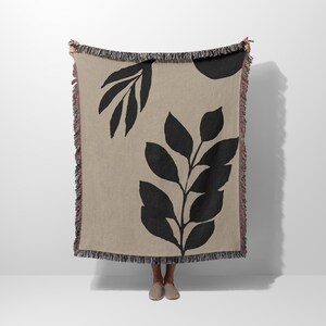 Black Leaves Woven Blanket