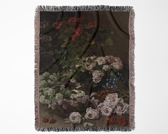 Vävda filtar med vintageblommor