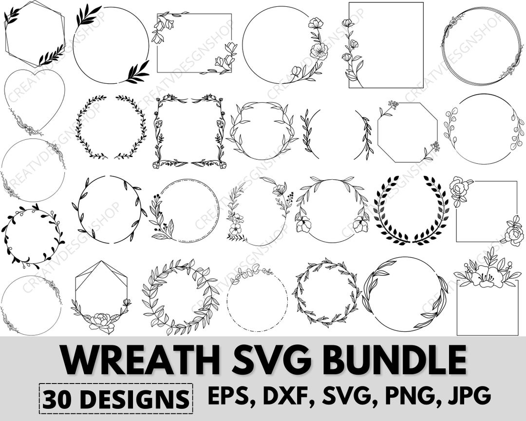 Wreath Svg Bundle Circle Svg Bundle Floral Wreath Svg Heart - Etsy