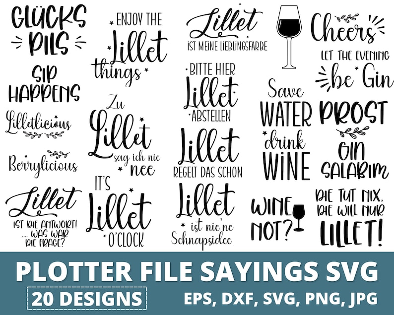 Plotterdatei Sprüche Lillet Deutsch SVG PNG Etsy.de
