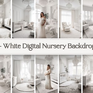 8 - White Nursery Digital Backdrops, Backdrop Overlays, Photography Background, Studio Portrait, Backdrops, Wedding, Maternity, Baby Room