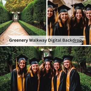 Greenery Walkway Digital Background, Backdrop Overlays, Photography, Family, Studio Portrait, Backdrops, Wedding, Maternity, Graduates