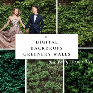 4 - Live Wall Greenery Digital Backdrops, Backdrop Overlays, Photography Digital Background, Studio Portrait Backdrops, Weddings, Maternity