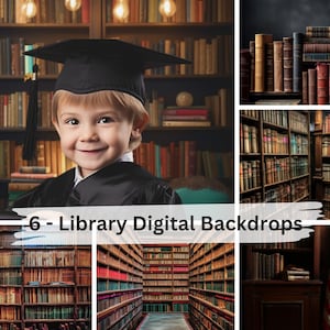 6 - Bibliothek Digitale Kulissen, Backdrop Overlays, Fotografie Digitaler Hintergrund, Studio Portrait, Hochzeiten, Mutterschaft, Schulbilder
