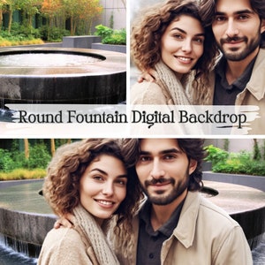 Round Fountain Digital Backdrop, Backdrop Overlays, Photography Digital Background,  Studio Portrait Backdrops, Weddings, Maternity, Grads