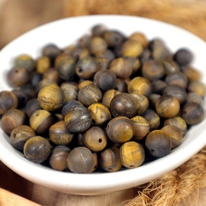Natural BROWN TIGER EYE beads - 20 natural stone beads brown Tigereye 8 mm matt for DIY bracelets necklaces mala necklaces mala jewelry stone