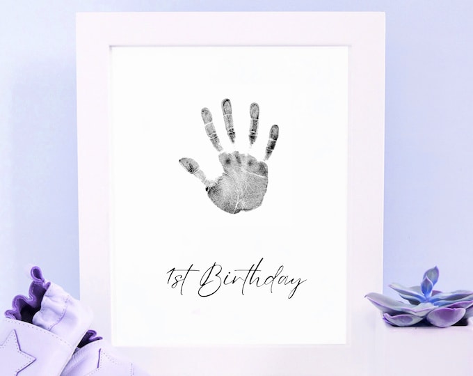 Personalised Baby Handprint Footprint Photo Frame Kit (Inkless Stamp included) | New Baby Gift | Nursery Wall Decor | Newborn Keepsake