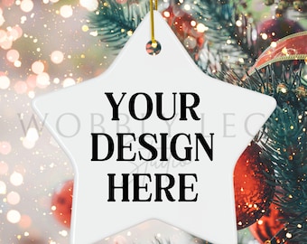 Weihnachten Mockup Blank Weihnachten Stern Keramik Ornament Mock up Baum Ornament Mockup Festlich Urlaub Mock up Digital JPEG Bild Canva MockUp
