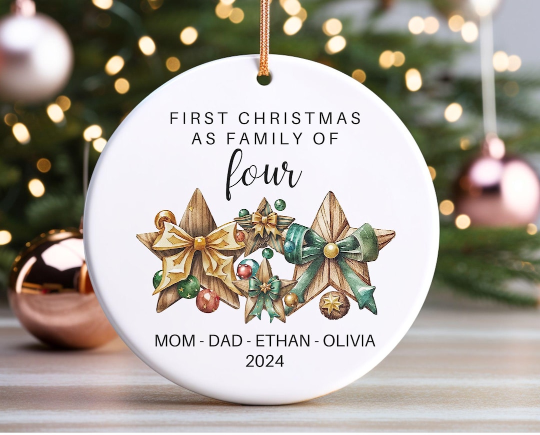 Personalized First Christmas as a Family of Four Ornament, Custom