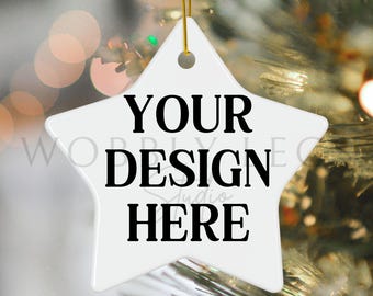Weihnachten Mockup Blank Weihnachten Stern Keramik Ornament Mock up Baum Ornament Mockup Festlich Urlaub Mock up Digital JPEG Bild Canva MockUp