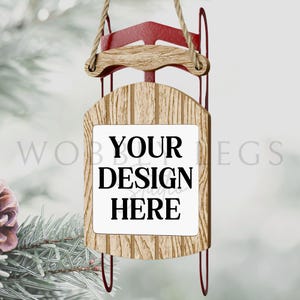 Christmas Mockup Blank Christmas Sled Ceramic Ornament Mockup Tree Ornament Mockup Festive Holiday Mock up Digital JPEG Image Canva Mock Up