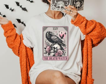 Crow Halloween Shirt, Raven Skull Shirt, Vintage Raven Shirt, Support your local murder t-shirt, Gothic Crow Shirt, Tarot Card Shirt for her