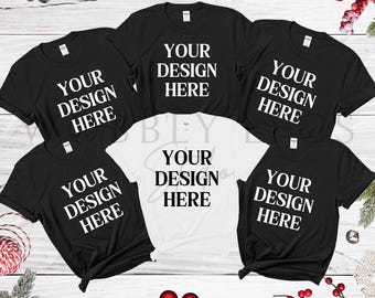 Julmodell Gildan 64000 flera familjejult-t-shirts platt lay Modell familjet-t-shirtmodell Gildan grupp jul barn t-shirtmodell