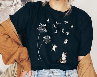Cat Dandelion Shirt, Cute Cat Lover T-Shirt, Vintage Cat Shirt, Cat Lover Gift, Funny Cat Shirt, Mothers Day Gift, Cat Mom Shirt, Catlover