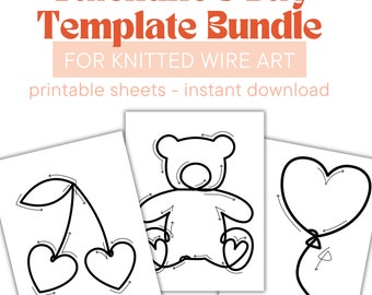 Valentine's Day Template Bundle for Knitted Wire Art | Tricotin | Icord | French Knitted | Digital Download