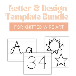 Letter & Design-Vorlagen für Knitted Wire Art | Trikotstoff | iCord Briefvorlagen | Zahlen | Kinderzimmer | Digitaler Download