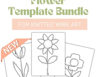 Flower Template Bundle for Knitted Wire Bending| Printable Templates | Tricotin | Flowers | Spring | Digital Download