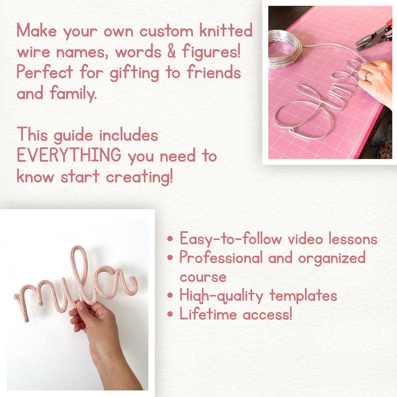 Knitted Wire Letters & Names: Video Guide + 3 Template Bundles | Letter ...