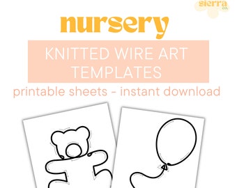 Printable Templates for Knitted Wire | Tricotin | Nursery | Teddy Bear | Balloon | Digital Download