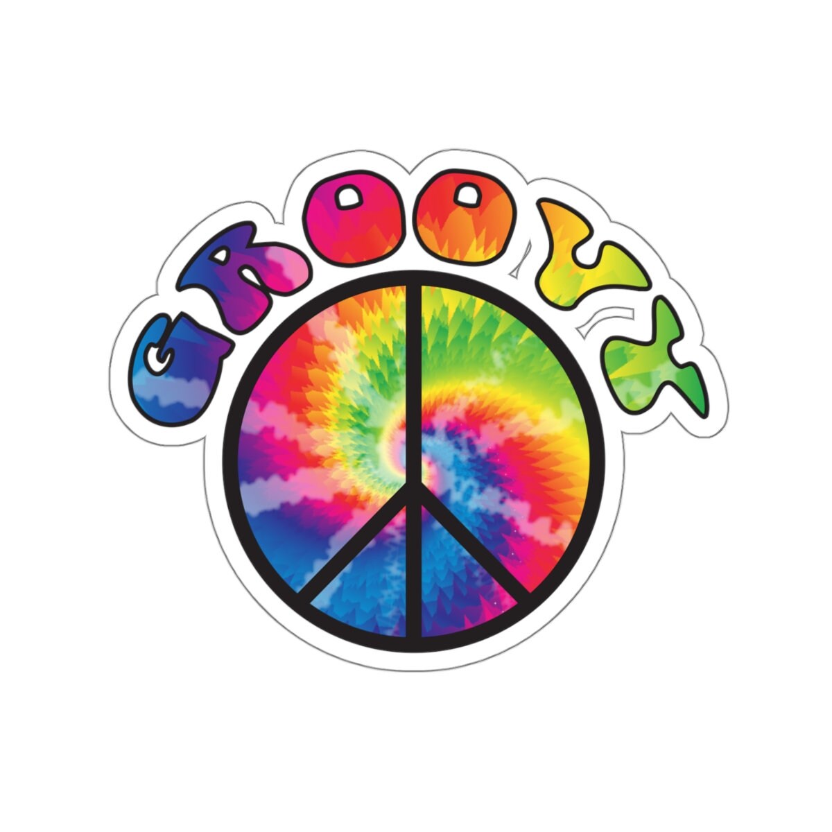 Groovy Sticker, Tie Dye Sticker, Peace Sticker, No War Sticker, Hippie