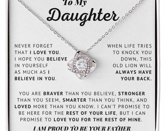 Love Knot Necklace for Daughter - 14k White Gold, Cubic Zirconia