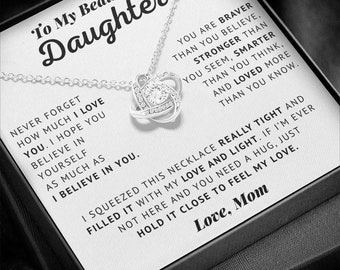 Love Knot Necklace – 14k White Gold, Gift for Daughter