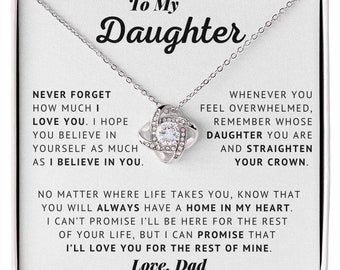 Love Knot Necklace - Daughter Gift from Dad, 14k White Gold